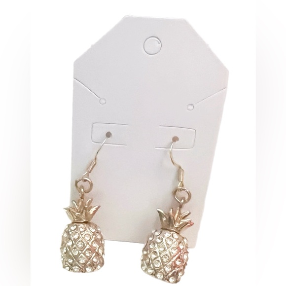 The Magic Armoire Jewelry - Sparkly Goldtone Pineapple Dangle Earrings with Rhinestones - New!